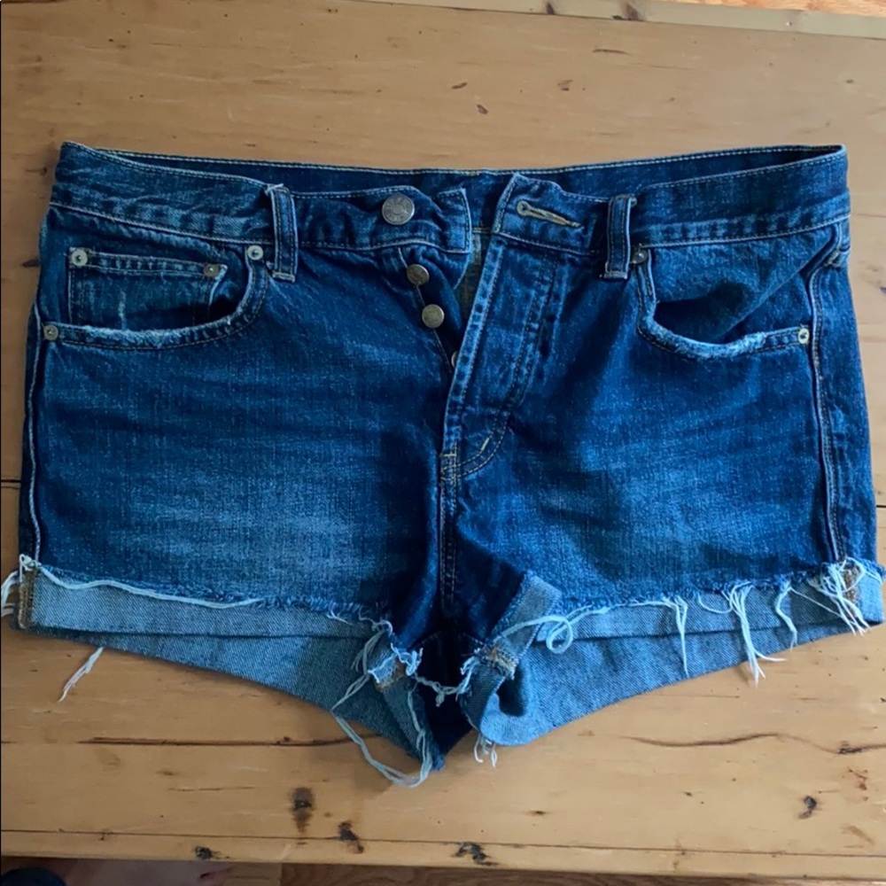 Jean cutoff BDG mid rise button down shorts